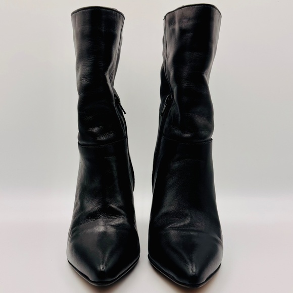 L'Intervalle Black Leather Mid-height 3.5" Cone Heel Boot, Women's Size 6.5 / 37 - Picture 2 of 14